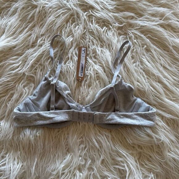 Skims Cotton Jersey Bra Light Heather Grey Size 34A - Picture 4 of 6
